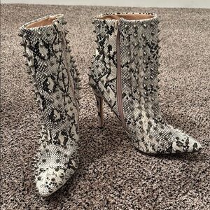 Studded Snakeskin Ankle Boots